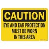 Signmission OSHA Decal, Eye & Ear Protection Must Worn In This Area, 24in X 18in Decal, 18" H, 24" W, Landscape OS-CS-D-1824-L-19157